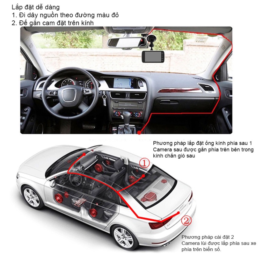 Camera hành trình ô tô X10 Full HD 1080p có kết nối điện thoại, gương chiếu hậu trước và sau, quay đêm sắc nét - XETABON | BigBuy360 - bigbuy360.vn