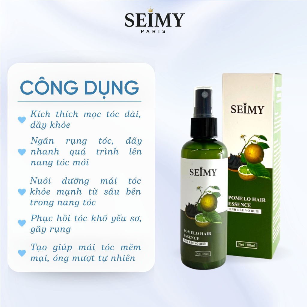 Tinh dầu bưởi Seimy - Pomelo Hair Essence 100ml giữ ẩm, tóc mọc nhanh và dài, mềm mượt