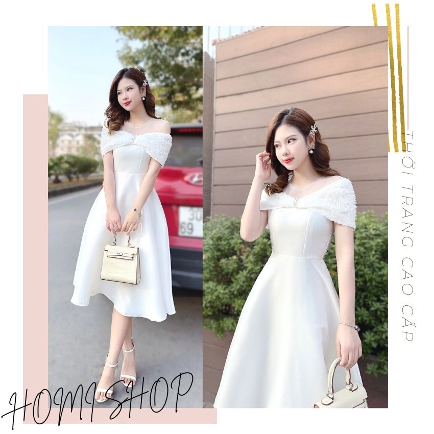 Đầm dự tiệc Tafta nữ trễ vai HÀNG CAO CẤP - XU XU SHOP - Váy nữ thiết kế sang trọng, màu đẹp nhẹ nhàng - ẢNH THẬT 100%