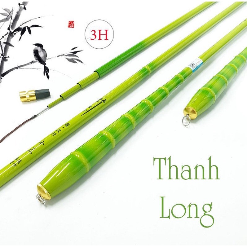 Cần câu tay trúc xanh thanh long 3H chất liệu chuẩn carbon chuyên câu đơn câu đài tặng ngọn phụ
