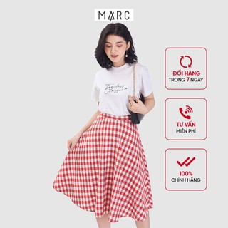 Váy nữ MARC FASHION midi họa tiết caro gingham FATN031421