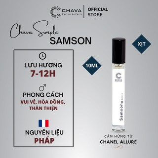 Nước hoa nam chính hãng chava simple samson 10ml - thơm lâu 8-12h, sang trọng-thanh lịch-đẳng cấp - chava viet nam