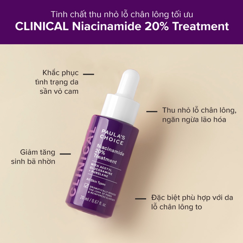 [PAULA'S CHOICE] Tinh Chất Làm Sáng Da,Thu Nhỏ Lỗ Chân Lông Và Ngăn Ngừa Mụn Clinical Niacinamide 20% 2ml (Mã 8032)