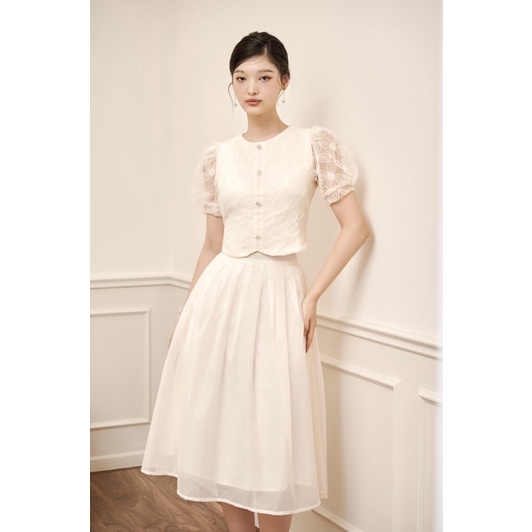 Vivien Top/skirt - áo ren tơ hoa croptop/chân váy ren tơ hoa nổi SEDUISANT.REV