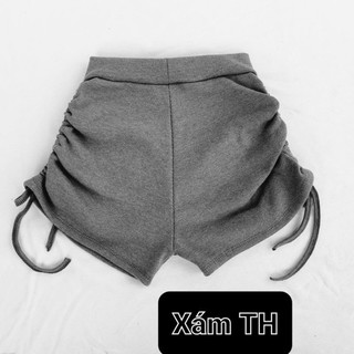 Quần short thun gân rút dây 2 bên