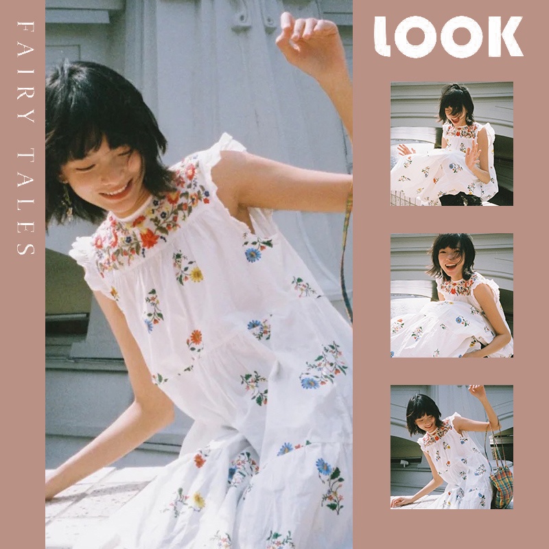 EGHY Đầm Trắng Dáng Dài Thêu Họa Tiết Trái Tim Phong Cách Nhật Bản Thời Trang Mùa Hè Xinh Xắn Cho Nữ