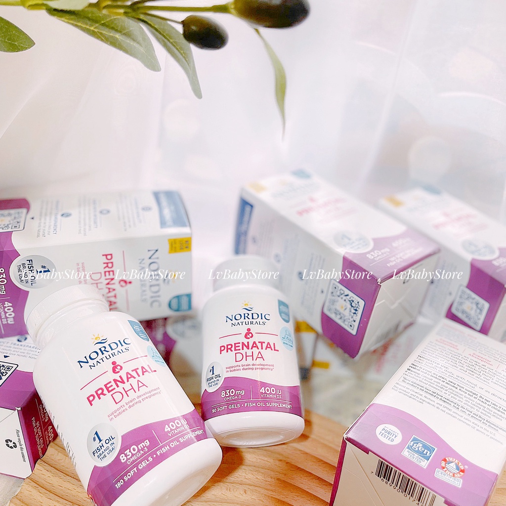 Viên uống Nordic Naturals Prenatal DHA bổ sung Omega-3 cho mẹ bầu/ sau sinh lọ 180 viên