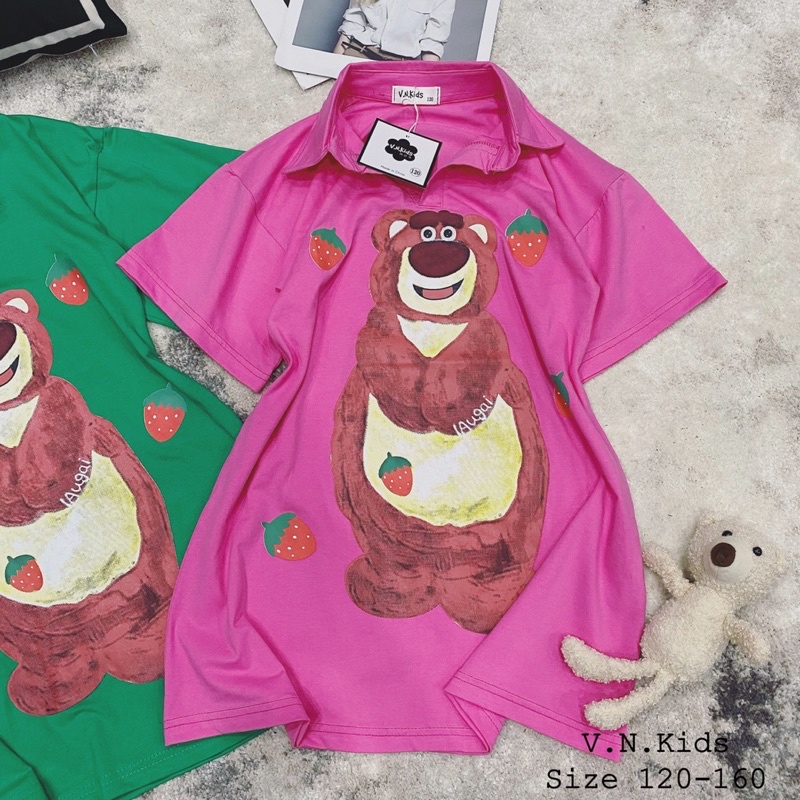 Váy Polo Gấu dâu xinh xỉu cho Bé size đại 20kg -45kg