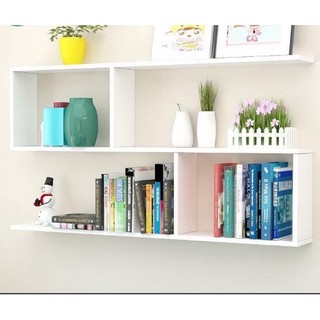kệ sách treo tường chữ S 2 tầng 80 cm x 15cmx 55cm
