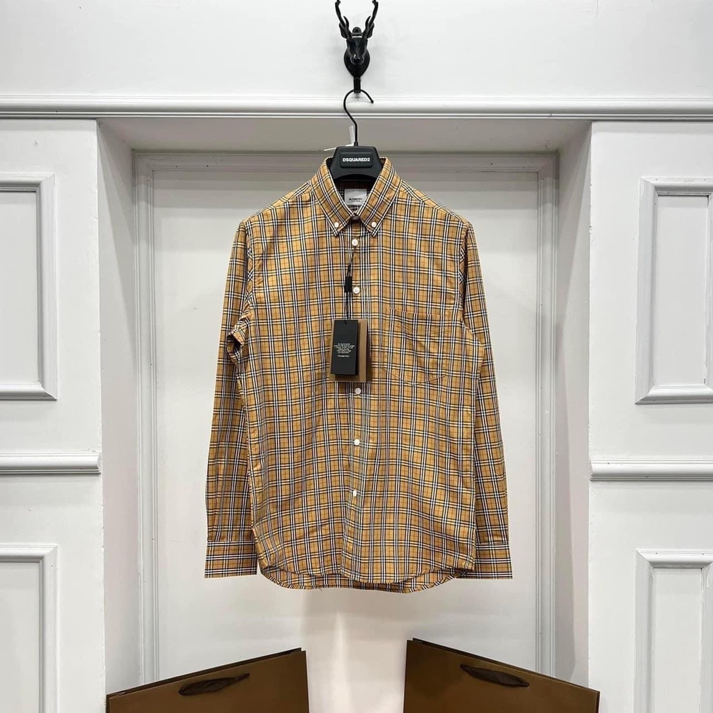 Áo sơ mi Burberry kẻ sọc phối khuy cổ LA 1-1 on web