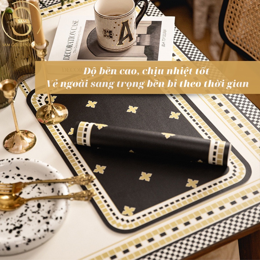 Placemat Lót Bàn Ăn Kelly Sang Trọng Cao Cấp Viền Tròn Phong Cách Phương Tây