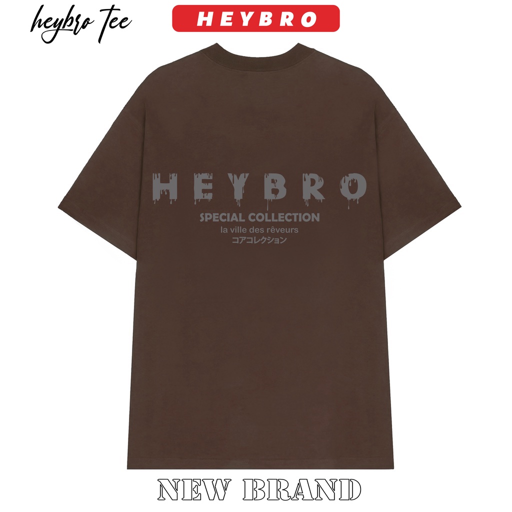 Áo thun nam nữ local brand HEYBRO basic Tee phom rộng tay lỡ phong cách GenZ AT08