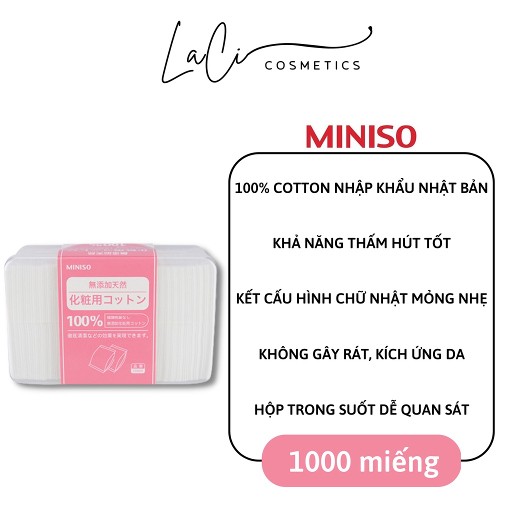 Bông Tẩy Trang Miniso 1000 Miếng Natural Cotton Pads