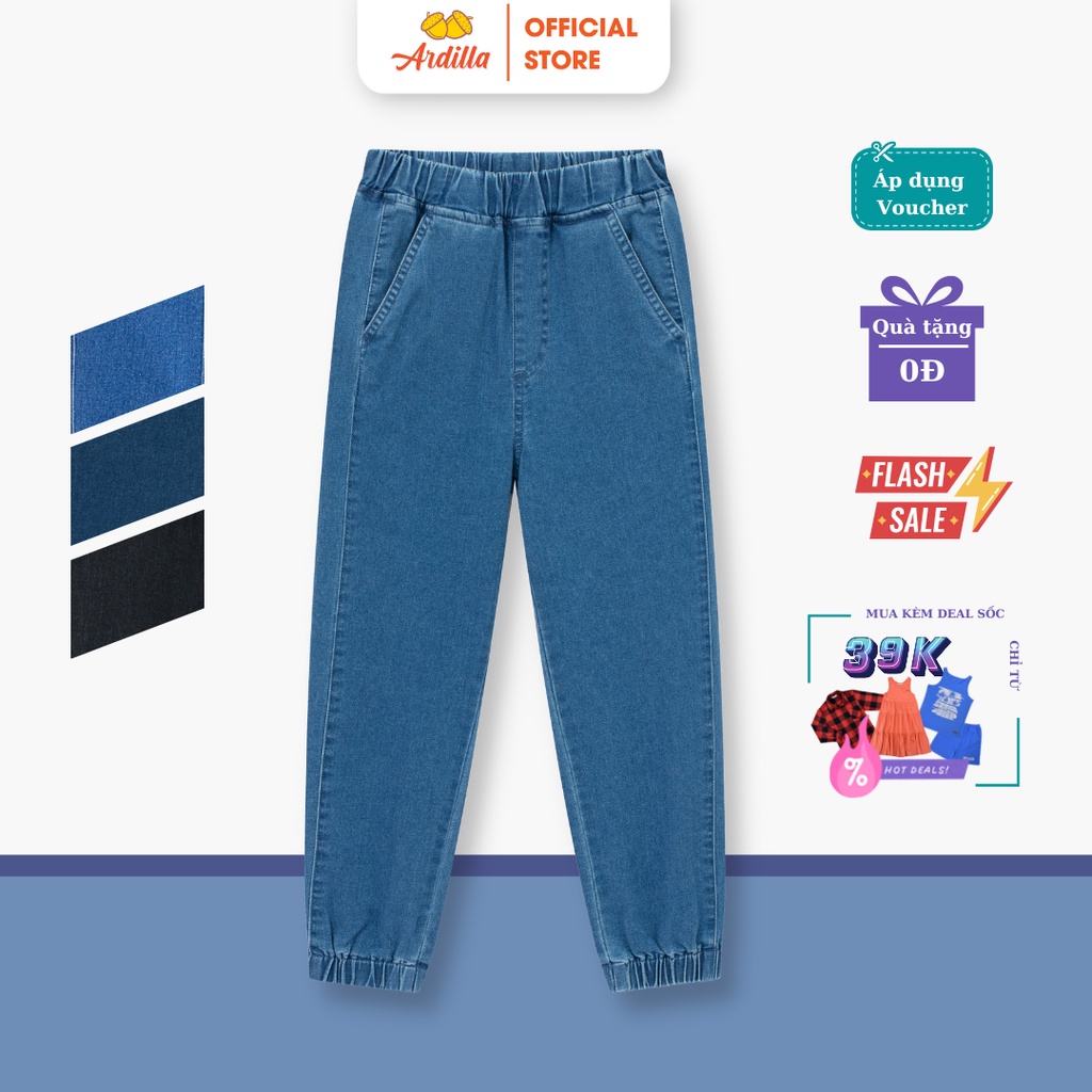 Quần jean/bò dài bé trai bé gái ARDILLA ,dáng Jogger form thoái mái, chất liệu jean mềm mại co giãn cho bé từ 4-15 tuổi