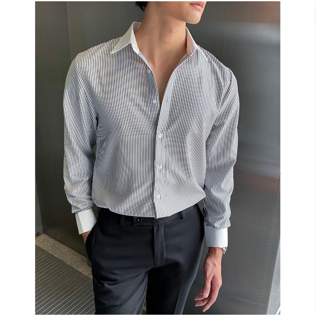 Áo sơ mi nam MANDY Fullbox dài tay kẻ sọc chuẩn form - vải co giãn nhẹ chống nhăn | BigBuy360 - bigbuy360.vn