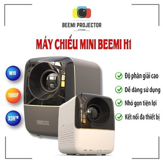 Máy chiếu mini full hd beemi h1 máy chiếu phim gia đình chếu lên tường 1080p wifi bluetooth hdmi usb hệ điều hành andro