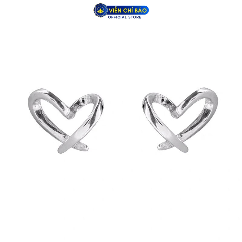 Bông tai bạc nữ tình yêu trái tim chất liệu bạc 925 thời trang phụ kiện trang sức nữ thương hiệu Viễn Chí Bảo B400082