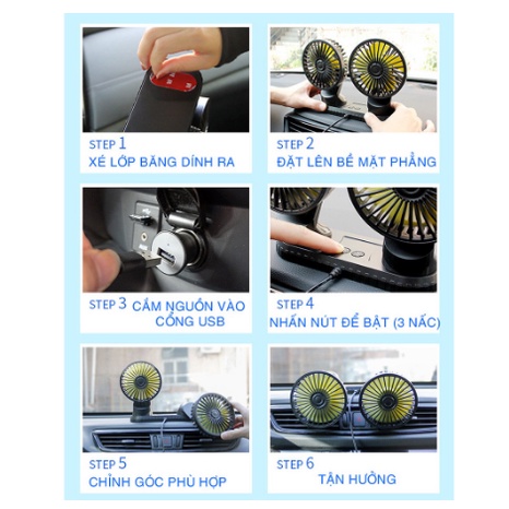 Quạt đôi, đơn mini cho ô tô hoặc bàn làm việc cắm cổng USB 5v
