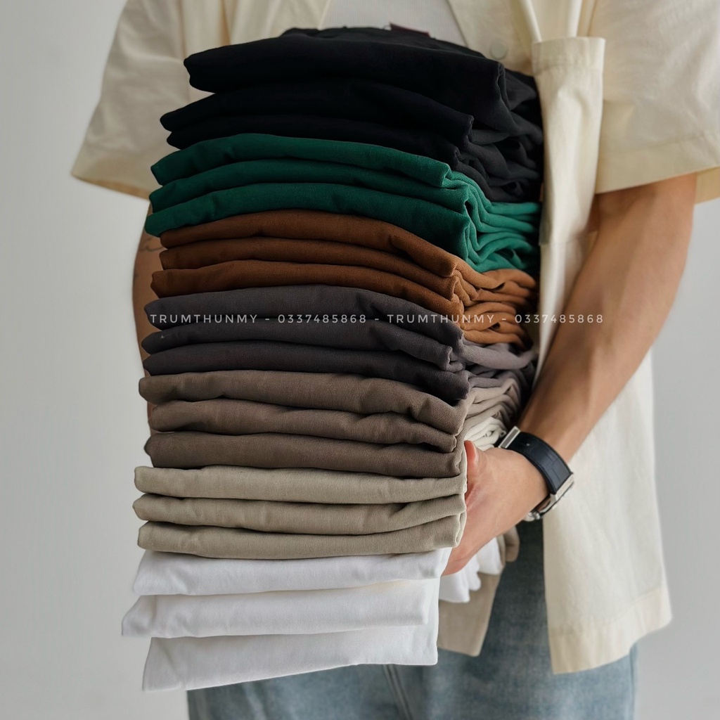 Áo thun trơn TRUMTHUNMY Unisex  - Vải 100% cotton 280gsm co dãn 2 chiều thấm hút mồ hôi cực tốt - form Oversized