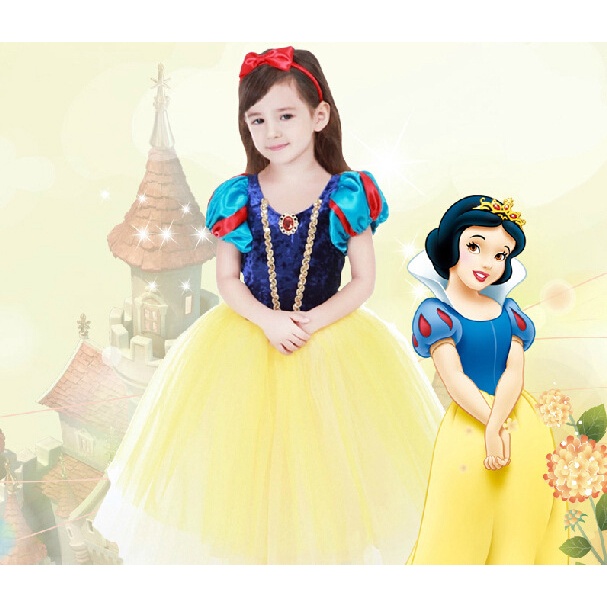 Váy bạch tuyết bé gái kèm cài tóc D291 - đầm bạch tuyết cho bé 2 - 6 tuổi gồm khăn choàng