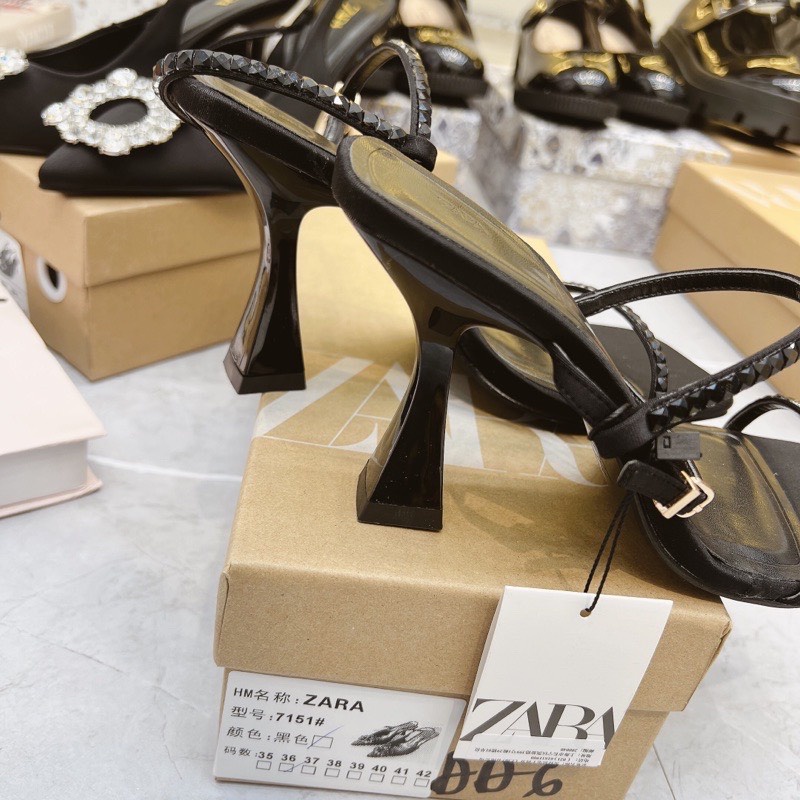 Sandal ZR cao gót 9cm quai đá mảnh fullbox tem