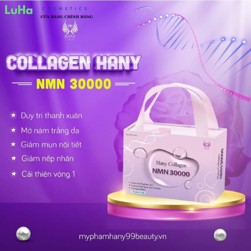 Hany Collagen NMN 30000 hộp 30 gói, Bổ Sung Collagen giúp Duy Trì Sức Khỏe và Làm Đẹp Da từ Bên Trong, luhacosmetics