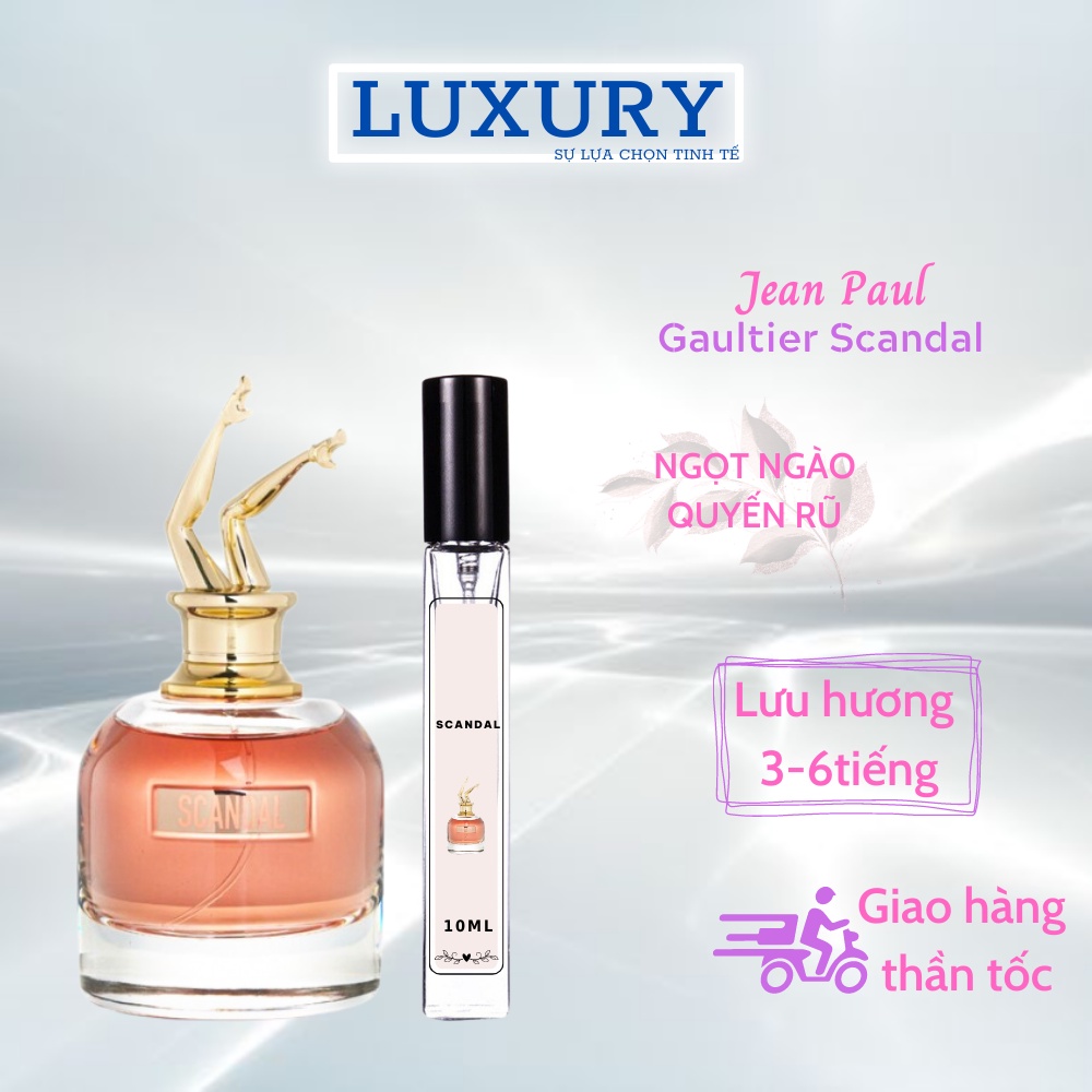 Nước hoa giành cho nữ JEAN PAUL GAULTIER SCANDAL- Mẫu thử 10ml. Nồng Độ EDP. GỢI CẢM_SÀNH ĐIỆU_THU HÚT MỌI ÁNH NHÌN