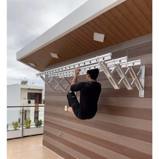 Giàn phơi thông minh gắn tường LOẠI DÀY, giàn phơi xếp tường nhôm, giàn phơi Hòa Phát, giàn phơi