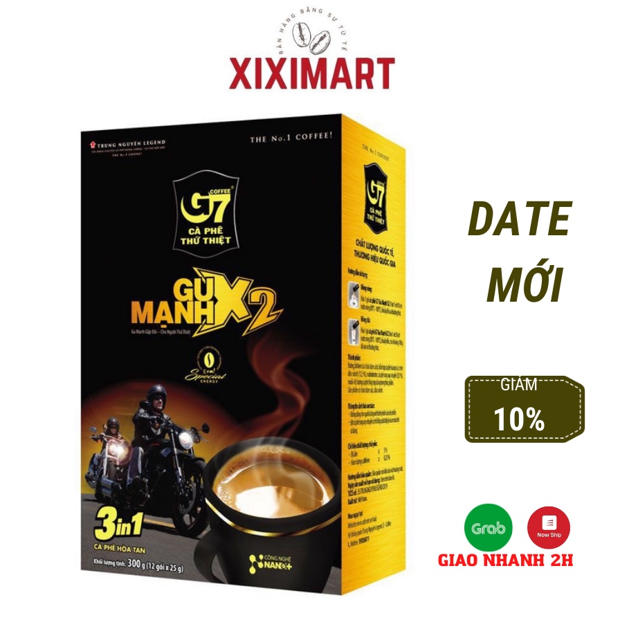 Cà phê sữa G7 Gu mạnh X2 3in1 Hộp 300g Trung Nguyên Legend 12 gói x 25g