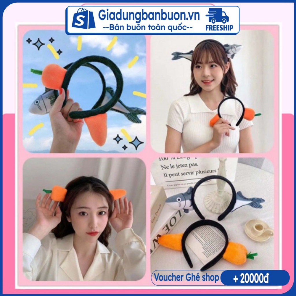 Bờm Tóc Rửa Mặt decor Con Cá Cute Hàn Quốc, Băng Đô Rửa Mặt Cà Rốt Con Cá Đẹp Nữ - giadungbanbuon.vn