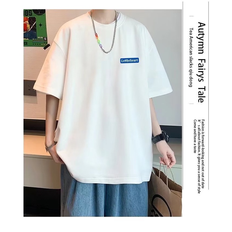 Áo Thun Tay Ngắn Cổ Tròn Dáng Rộng In Chữ Thời Trang Mùa Hè 2323 Cho Nam