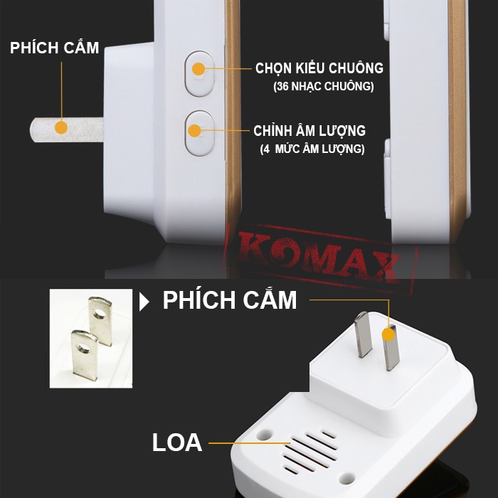 BỘ CHUÔNG CỬA KHÔNG DÂY NGOÀI TRỜI DB10 dùng pin thích hợp cho nhà, công ty, văn phòng
