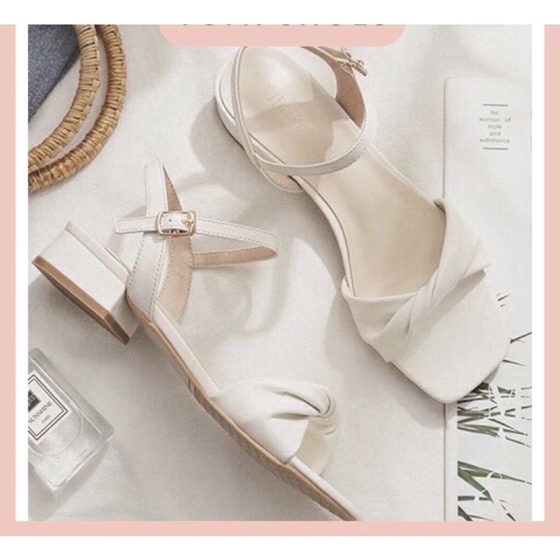 Gót vuông 2 phân quai xoắn đơn giản, cá tính có big size 35-45