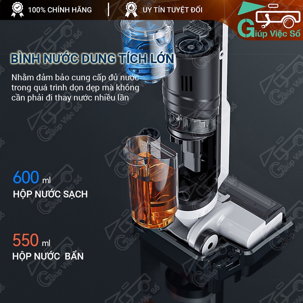 Máy Hút Bụi Khô / Ướt Không Dây TỰ LÀM SẠCH Đa Năng KONKA - Máy Hút Bụi Lau Nhà Cầm Tay Công Nghệ Mới 2 Hộp Nước