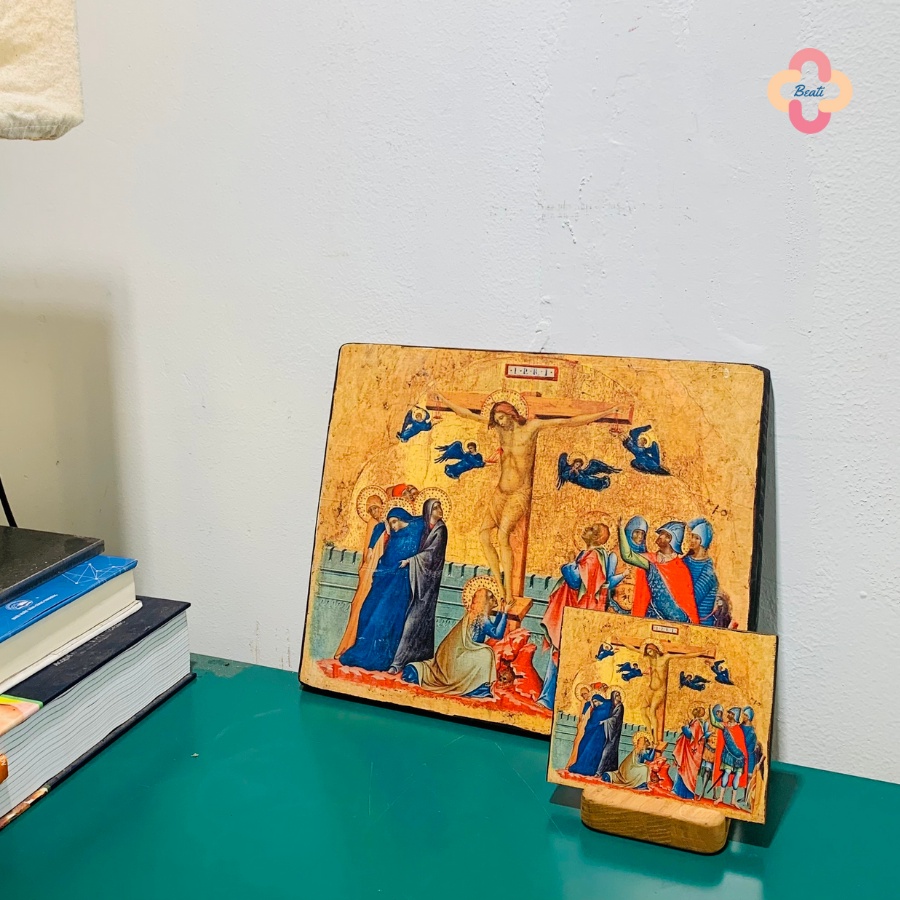 Tranh Đường Thánh Giá - Tranh Gỗ Công Giáo Thủ Công - Icon of The Crucifixion by Paolo Veneziano