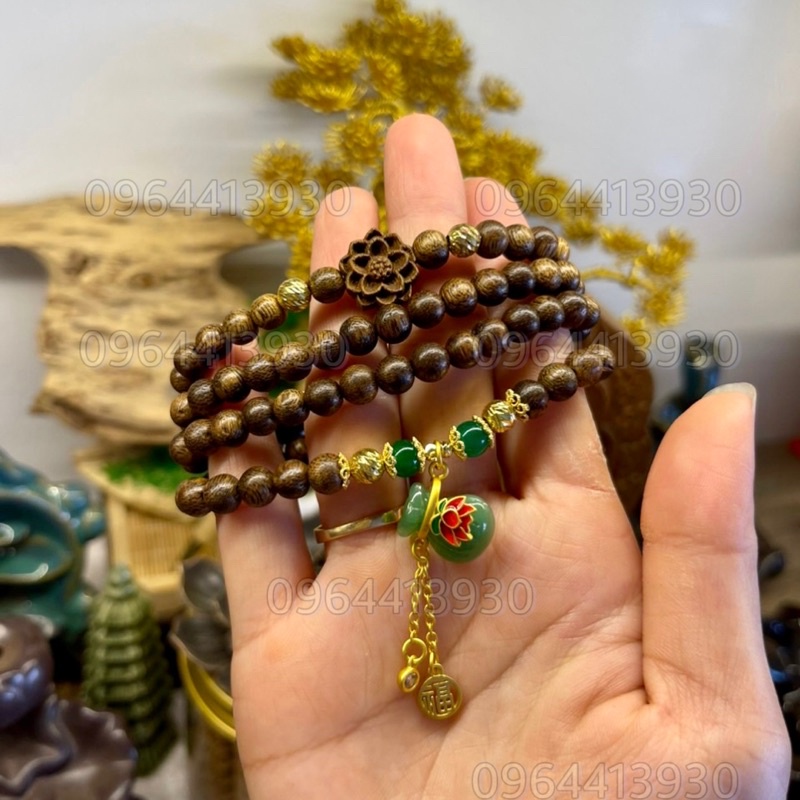 Chuỗi trầm hương tự nhiên 6li mix charm tú tiền tài lộc may mắn. phong thuỷ cho gia chủ