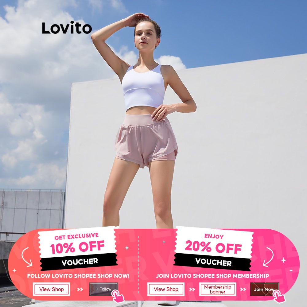 Quần ngắn đi xe đạp Dáng Rộng Màu Trơn Phối Lưới 2 Trong 1 Nhanh Khô Thời Trang Cho Nữ L04004