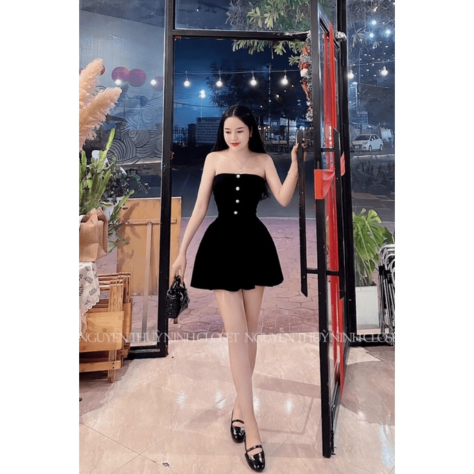 ĐẦM NHUNG CỨNG KHÔNG DÂY CÚP NGỰC ÔM EO DÁNG NGẮN CỰC XINH ĐẸP CUỐN HÚT ĐI CHƠI DỰ TIỆC UP HFS