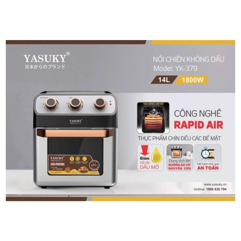 Nồi chiên không dầu yasuky 14L yh379 hàng chính hãng. bảo hành 12 tháng.