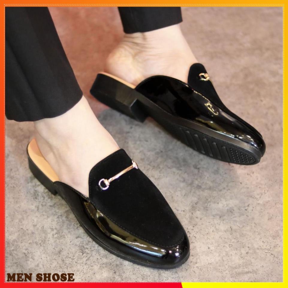 Giày sục nam da bóng ⭐sục nam kết hơp da lộn ⭐ sục nam giá rẻ khuyên vàng ⭐