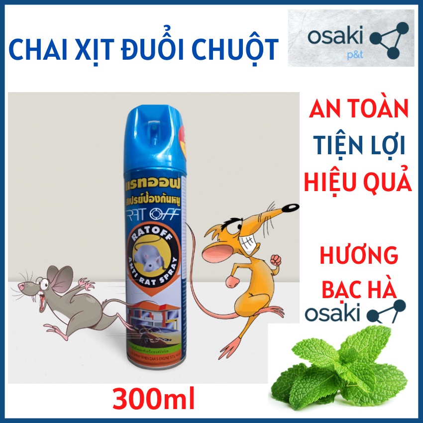 Chai Xịt Đuổi Chuột Trong Nhà, Xe Ô tô & Mọi Ngóc Ngách Rat Off - Anti Rat Spray Aerosol - 300ml