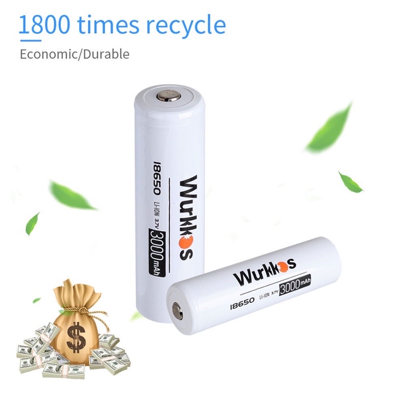 Pin 18650 chính hãng Wurkkos 3000mAh sạc lại được