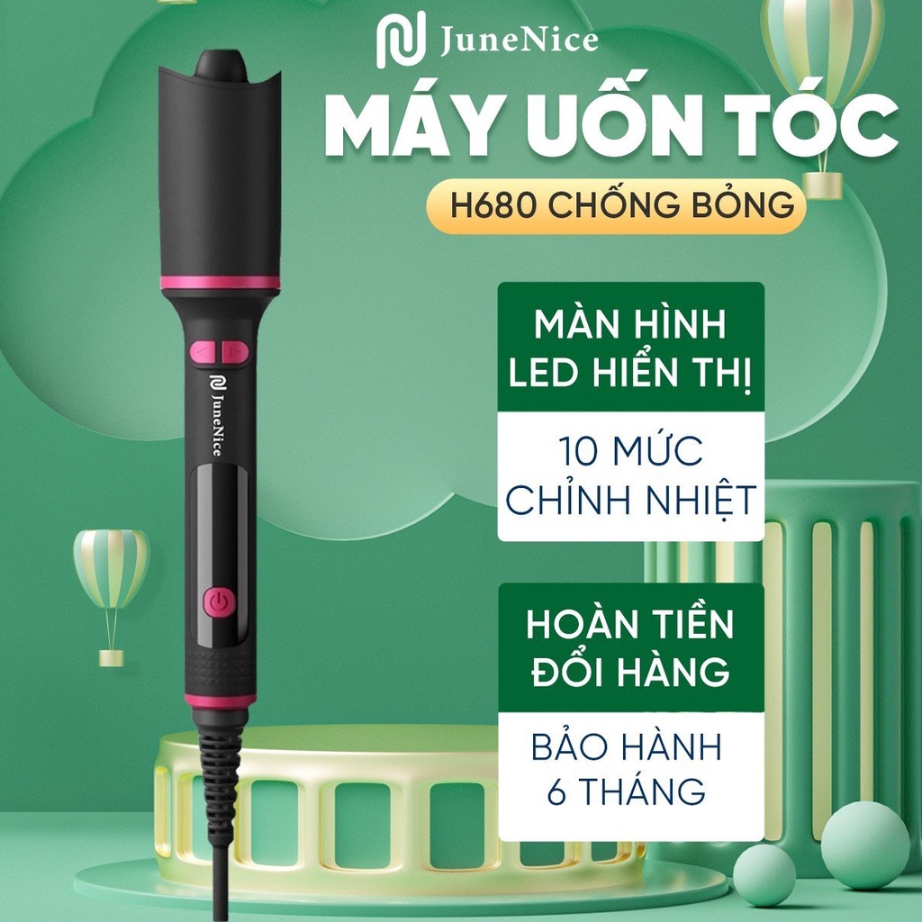 Máy Uốn Tóc Tự Động Có Màn Hình Hiển Thị Đèn Led Biểu Thị Nhiệt Độ Đang Sử Dụng Lõi Gốm Giảm Tổn Thương Tóc Bản Nâng Cấp