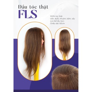 Đầu manocanh tóc thật 100%,đầu giả, đầu ken tóc thật uốn ép nhuộm được dài 60cm, đầu tóc dày nhiều tóc.