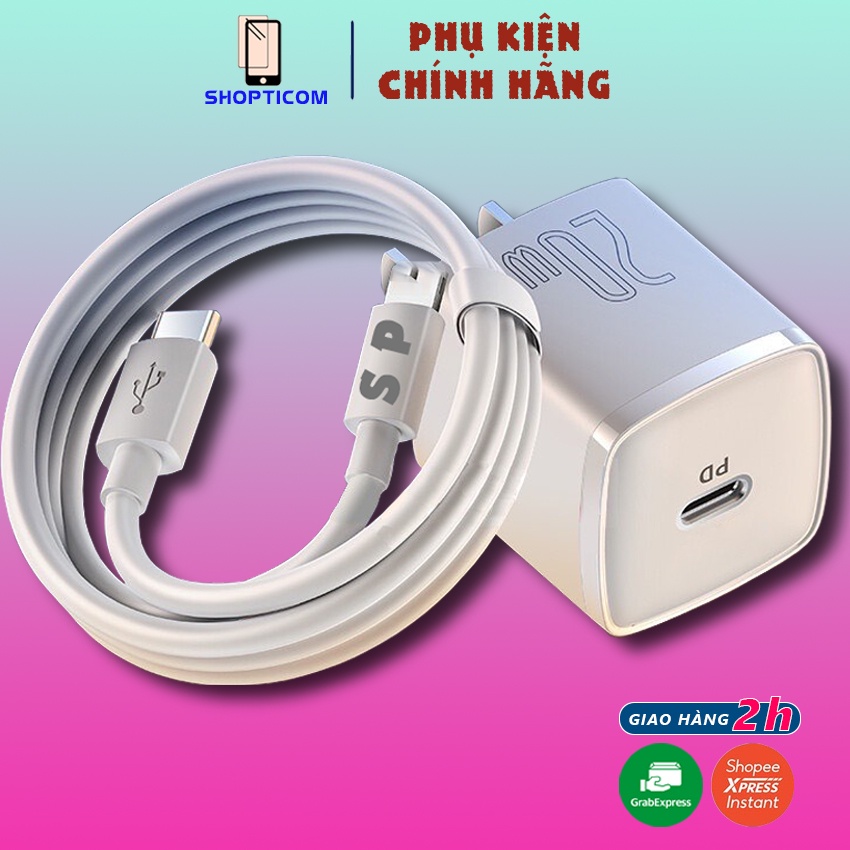 Bộ sạc nhanh PD 20W S P (Củ +dây cáp) cho 7 8 8plus X XsMax 11 11 ProMax 12 12 ProMax 13 13 ProMax 14 Plus ProMax