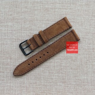 Dây đồng hồ khóa thép đen da lộn nubuck ,dây da đồng hồ nam, dây đeo đồng hồ, dây đồng hồ nam, dây da, quai đồng hồ