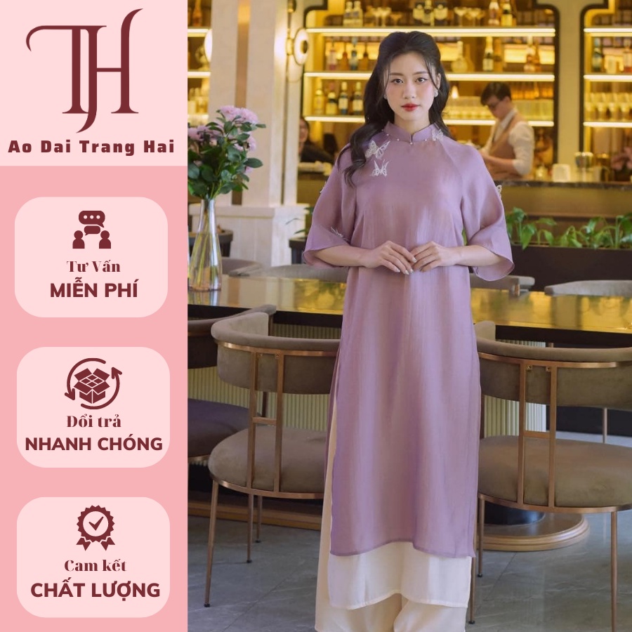 Áo dài Hồ Điệp dáng xuông tay xòe nhẹ nhàng thướt tha-Trang Hải