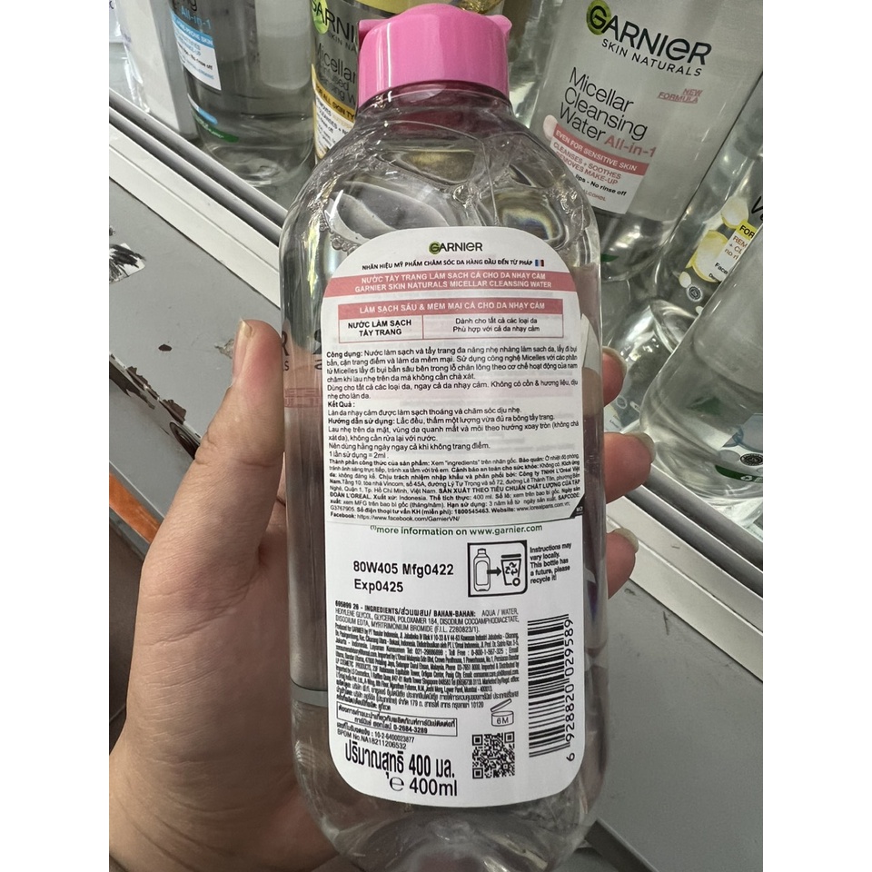 Nước Tẩy Trang Garnier Micellar Cleansing Water Pháp 400ml