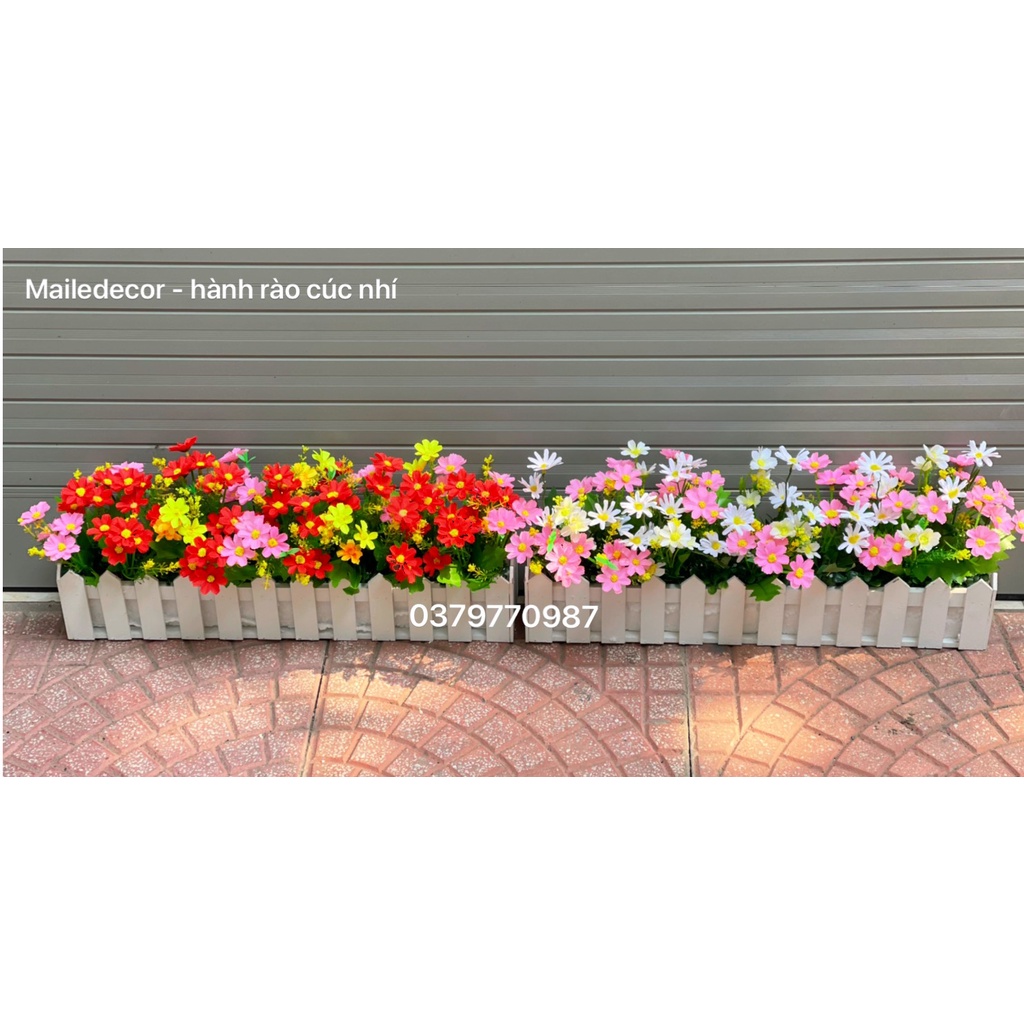 Chậu hoa hàng rào đã cắm sẵn, chậu hoa giả trang trí ban công, decor nhà cửa, văn phòng | BigBuy360 - bigbuy360.vn