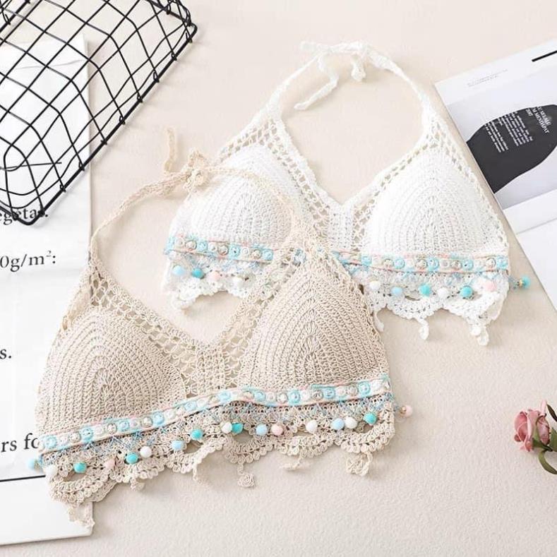 SET ÁO KHOÁC + BRA + SHORTS LEN MÓC HOẠ TIẾT ĐI BIỂN / ÁO BRA LẺ / ÁO LƯỚI BA LỖ vani